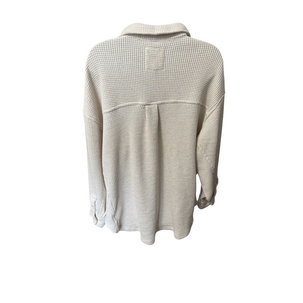 Aerie Lumberjane Waffle Knit Shirt Oversized Cozy Layer Size Large Cream - Picture 4 of 8